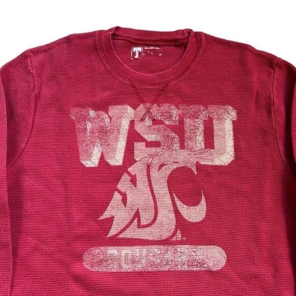 Retro Washington State University Cougars Thermal Waffle Long Sleeve Shirt - Picture 2 of 3